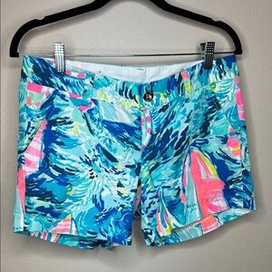Lilly Pulitzer Bermuda Shorts Blue and Pink Tropical Print‎